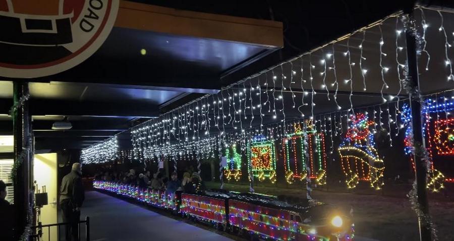 Christmas lights on a street